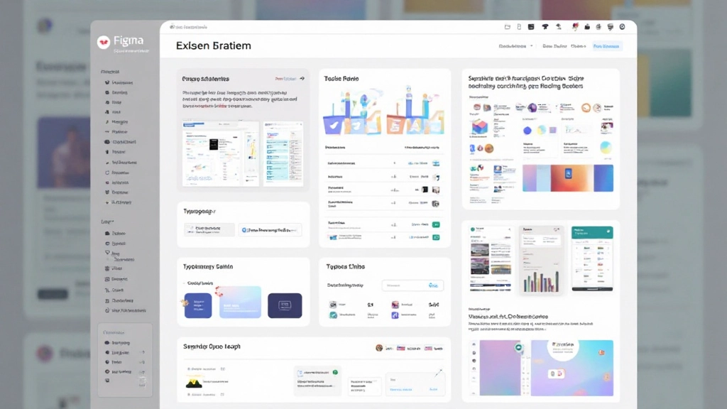 Volledig design system in Figma met georganiseerde component library, kleurpalet, typografie en spacing guidelines