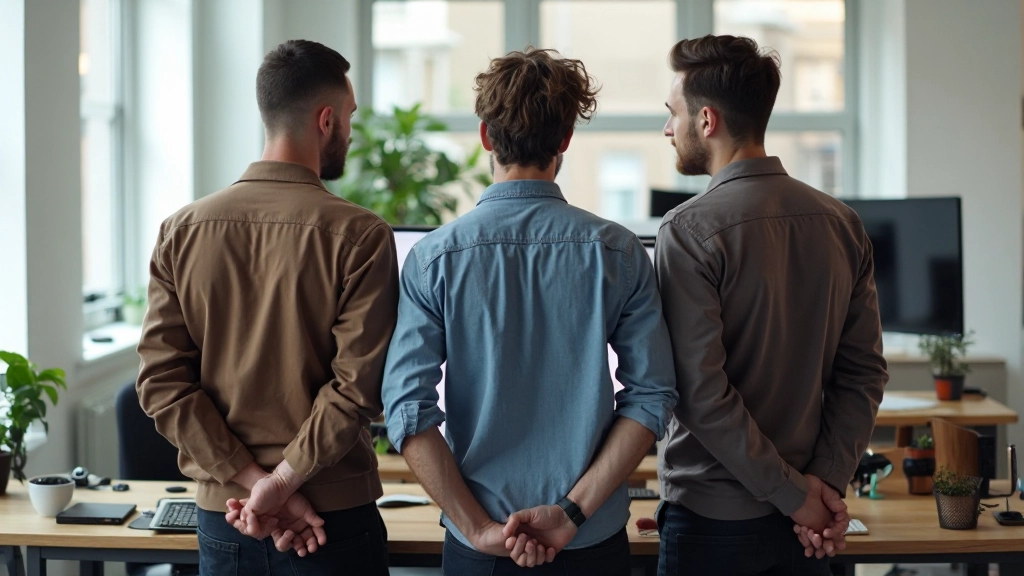 Designteam in modern kantoor werkt samen aan Figma project op groot scherm met gedeelde workspace